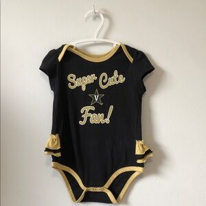 Black & Gold 'Super Cute Fan!' Baby One-Piece Bodysuit